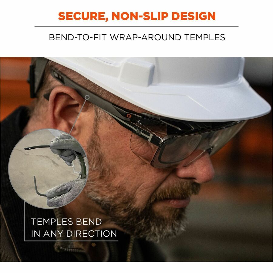Ergodyne Skullerz OSMIN Safety Glasses, Clear Lens, Matte Black Frame, Impact Resistant, Over-the-Glasses (OTG), Non-slip, Nylon/Rubber, 1 Each