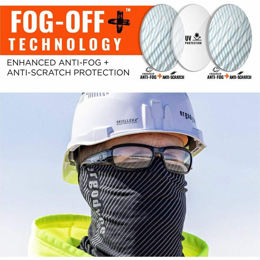 Ergodyne THOR Anti-Scratch/Anti-Fog Safety Glasses, Clear Lens, Matte Black Frame, Flexible Durable Nylon, 1 Each