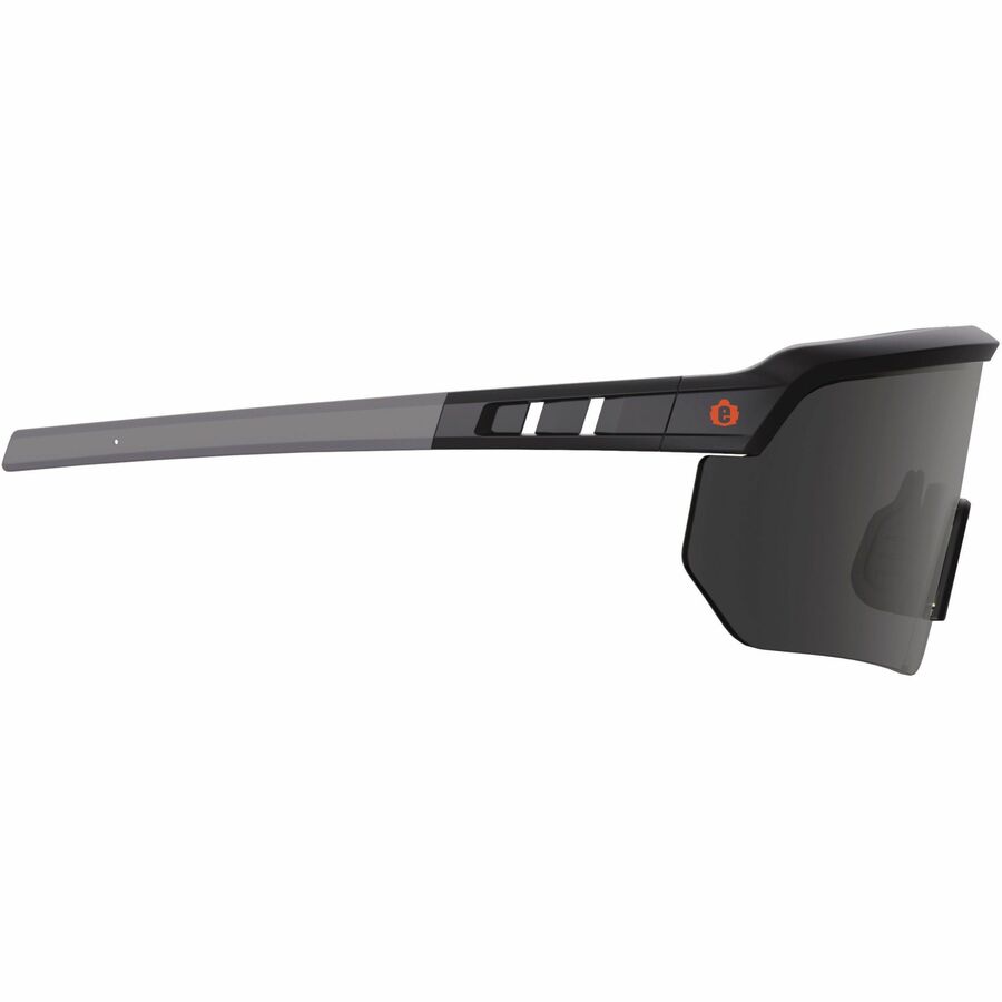 Ergodyne Skullerz AEGIR Safety Glasses, Smoke Lens, Matte Black Frame, Polycarbonate/Rubber, Non-slip, Sweat Resistant, Adjustable, Impact Resistant, 1 Each