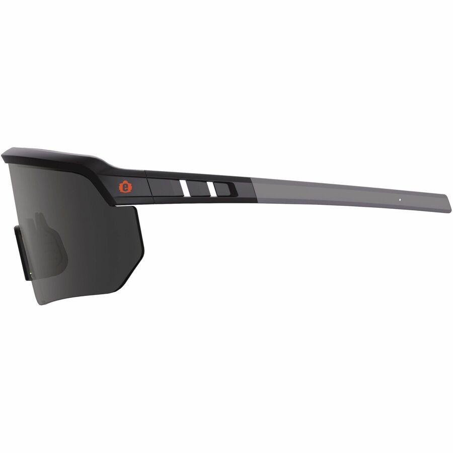 Ergodyne Skullerz AEGIR Safety Glasses, Smoke Lens, Matte Black Frame, Polycarbonate/Rubber, Non-slip, Sweat Resistant, Adjustable, Impact Resistant, 1 Each