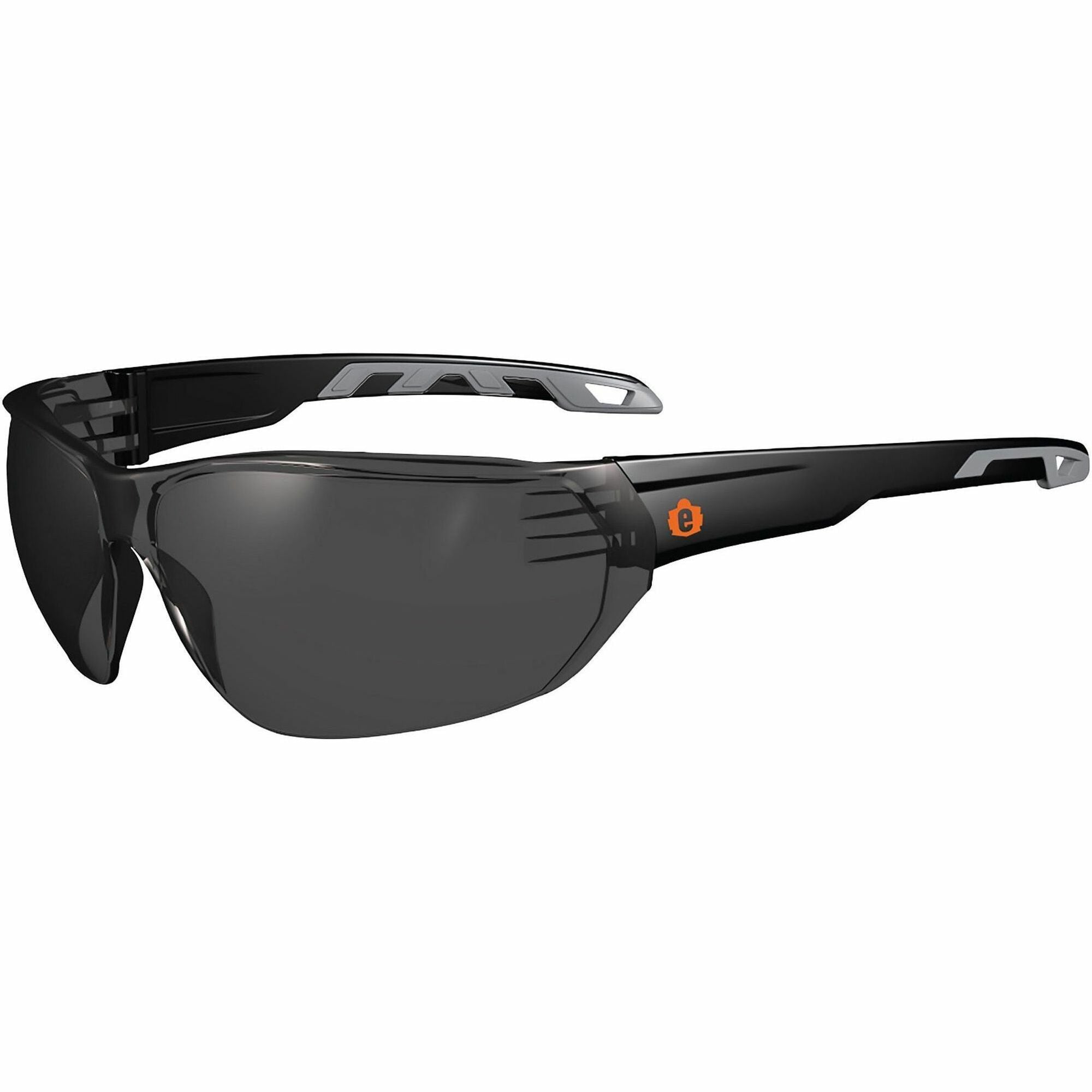 Ergodyne Skullerz VALI Anti-Scratch & Enhanced Anti-Fog Safety Glasses, Smoke Lens, Matte Black Frame, Polycarbonate/Rubber, 1 Each