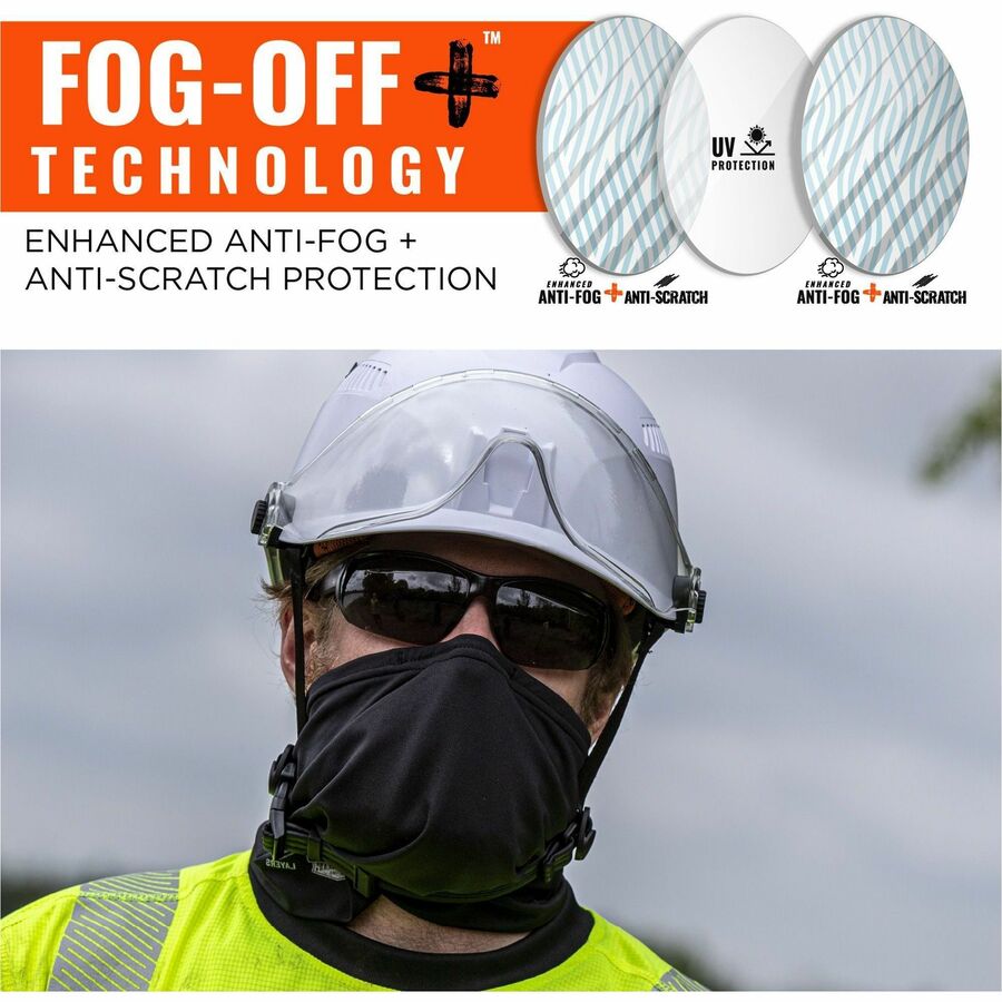 Ergodyne Skullerz VALI Anti-Scratch & Enhanced Anti-Fog Safety Glasses, Smoke Lens, Matte Black Frame, Polycarbonate/Rubber, 1 Each