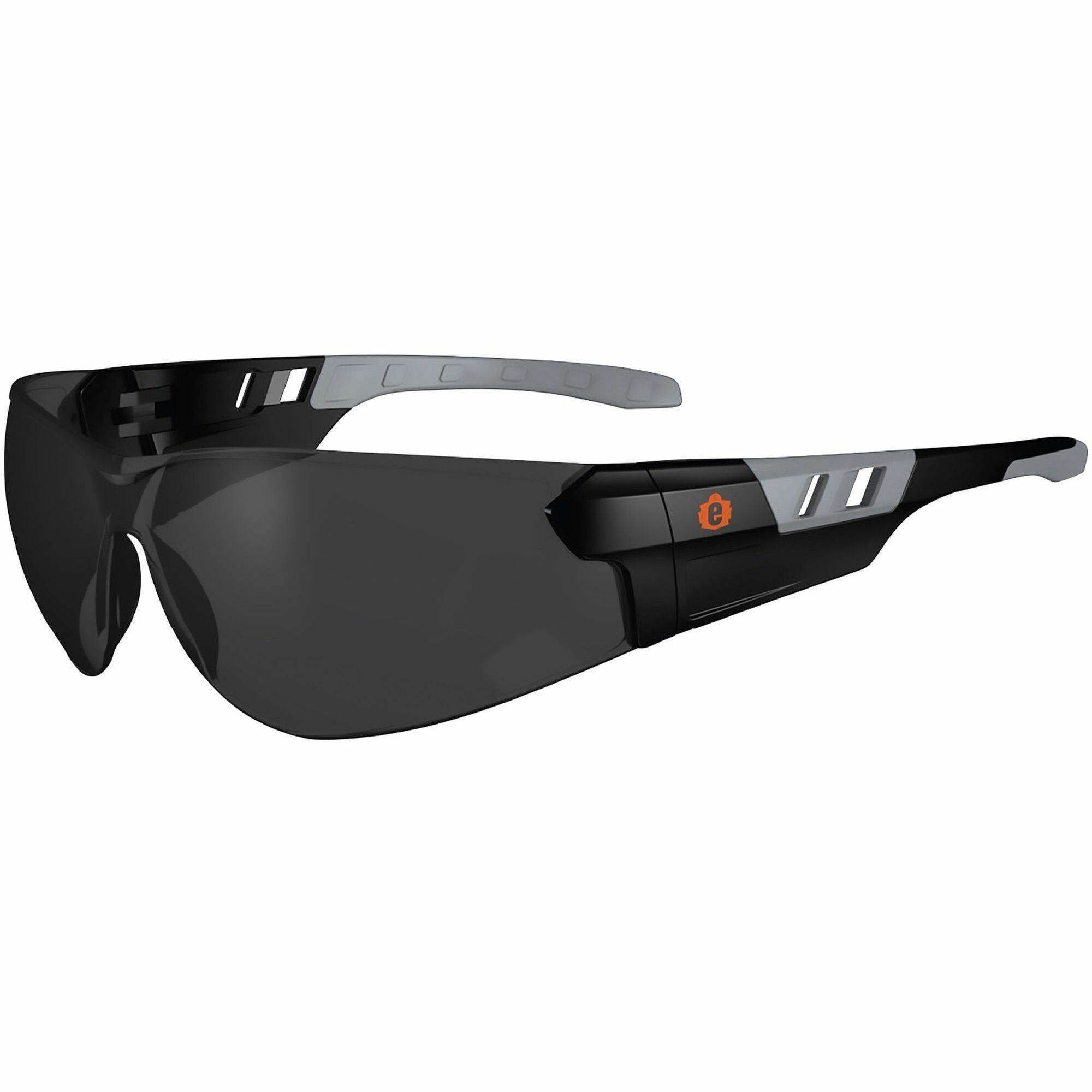 Ergodyne Skullerz SAGA Anti-Scratch & Enhanced Anti-Fog Safety Glasses, Smoke Lens, Matte Black Frame, Polycarbonate, Rimless, Lightweight, Non-slip, 1 Each