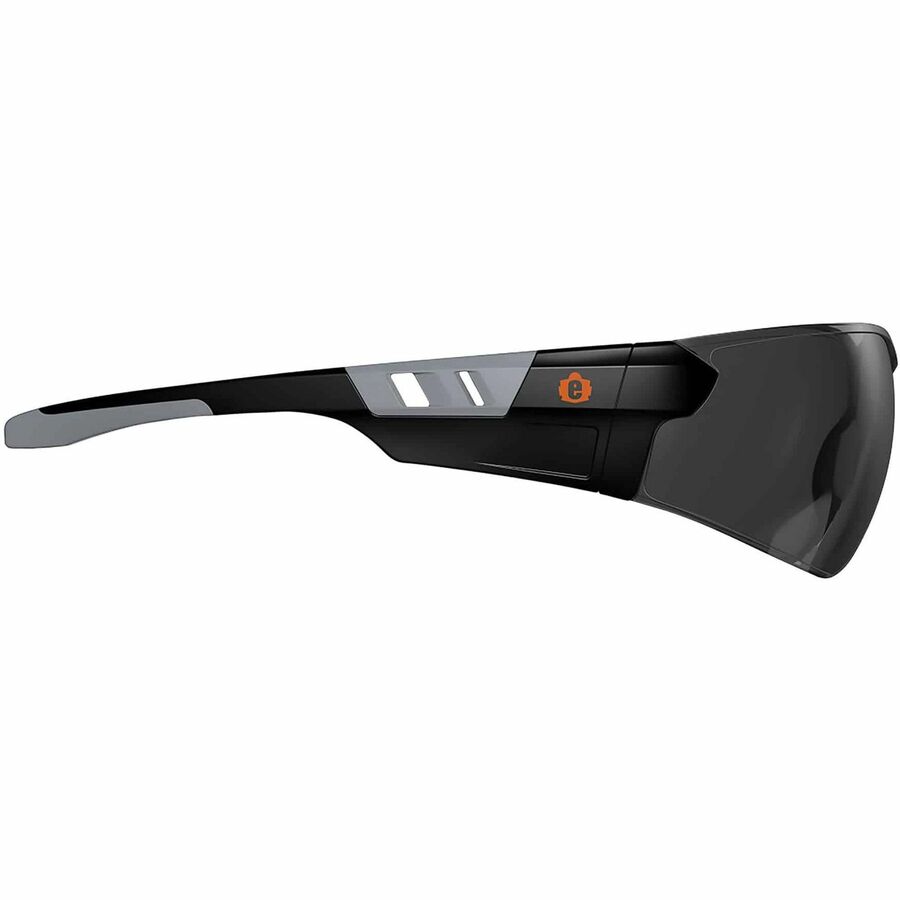 Ergodyne Skullerz SAGA Anti-Scratch & Enhanced Anti-Fog Safety Glasses, Smoke Lens, Matte Black Frame, Polycarbonate, Rimless, Lightweight, Non-slip, 1 Each