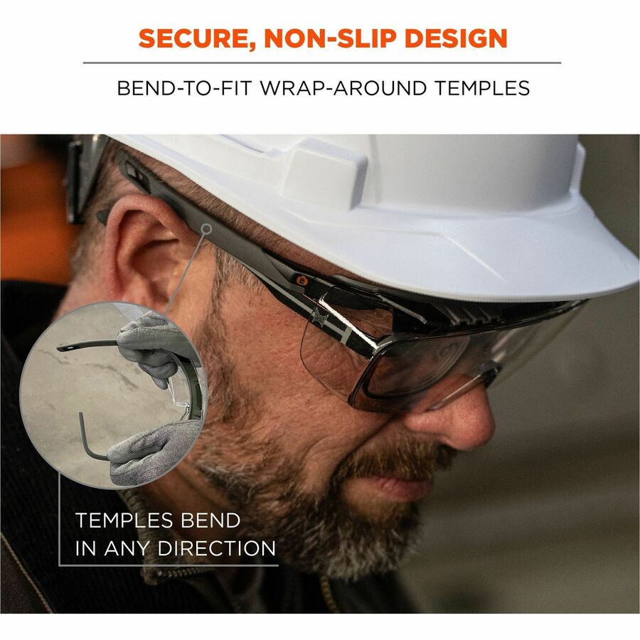 Ergodyne Skullerz OSMIN Anti-Scratch & Enhanced Anti-Fog Safety Glasses, Matte Black Frame, Over-the-Glasses, Adjustable Temple, Vented, 1 Each