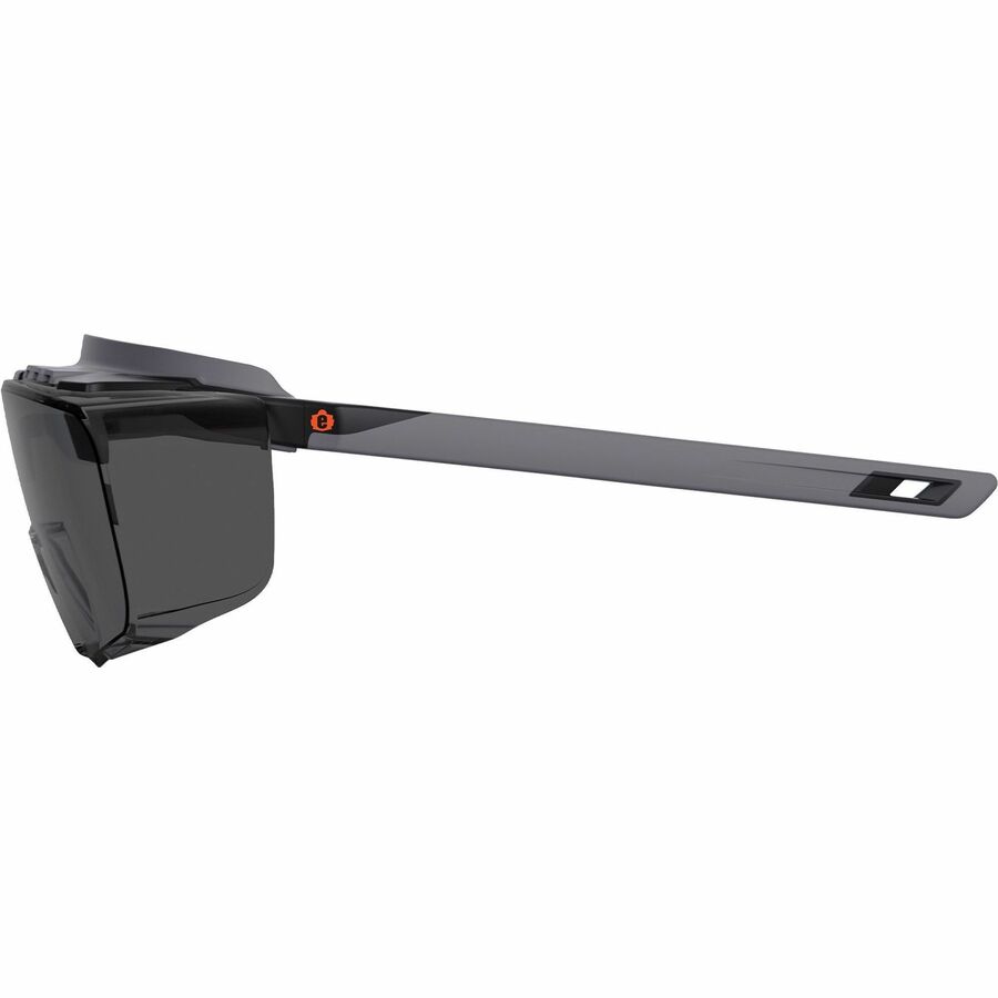 Ergodyne Skullerz OSMIN Anti-Scratch & Enhanced Anti-Fog Safety Glasses, Smoke Lens, Matte Black Frame, Over-the-Glasses, Adjustable Temple, Vented, 1 Each