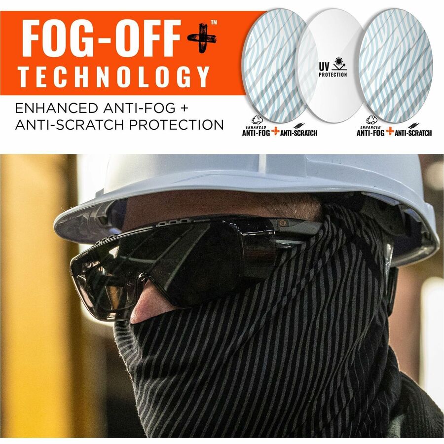 Ergodyne Skullerz OSMIN Anti-Scratch & Enhanced Anti-Fog Safety Glasses, Smoke Lens, Matte Black Frame, Over-the-Glasses, Adjustable Temple, Vented, 1 Each