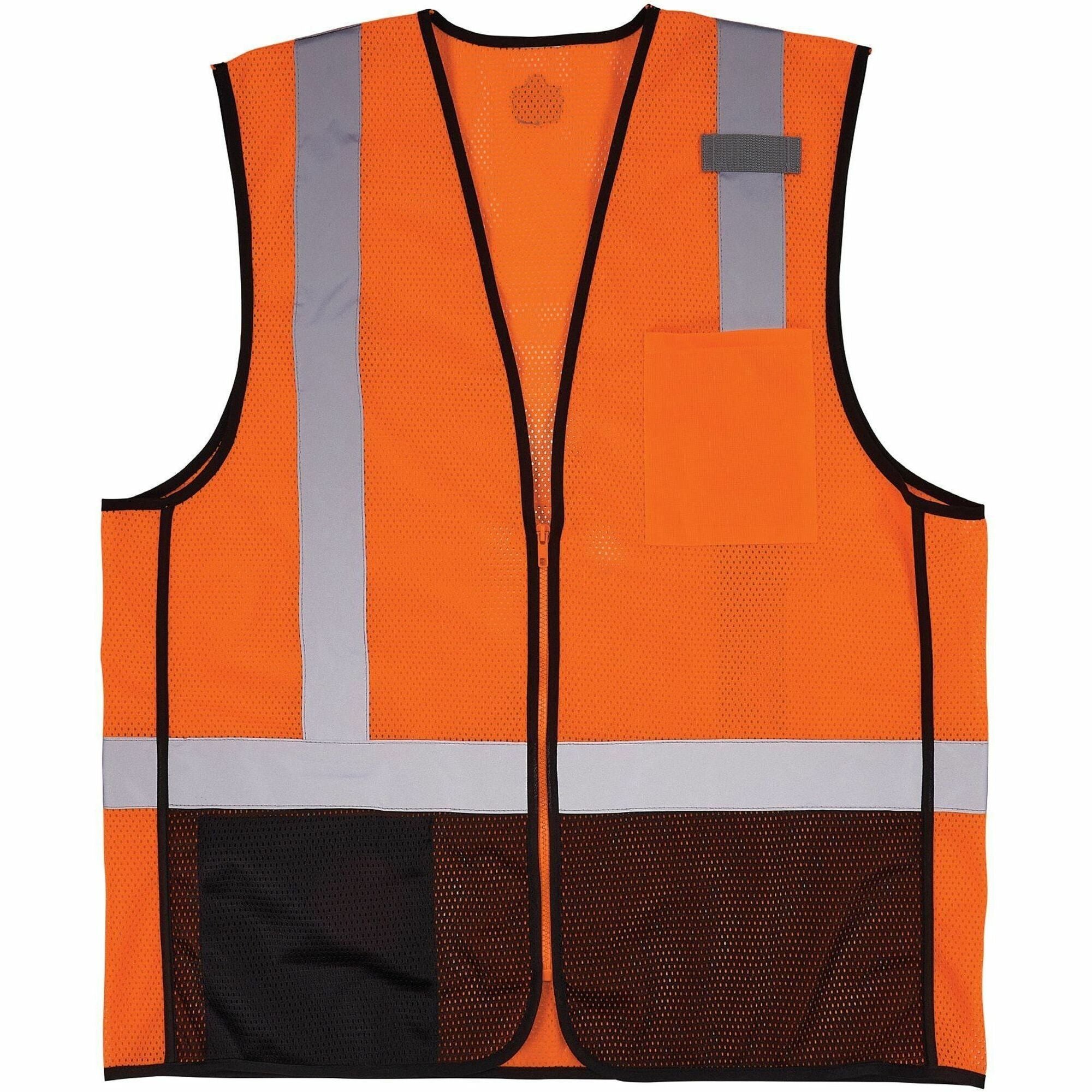 Ergodyne GloWear 8210Z Type R Economy Mesh Vest, 4X/5X, Orange, Zipper Closure, 2 Pockets, High Visibility, Reflective, Lightweight, Machine Washable, Polyester Mesh, 1 Each