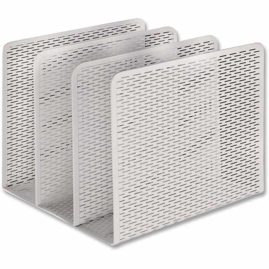 3 Compartment(s) - 7.25" Height x 8" Width x 8" Depth - Desktop - Wear Resistant, Scratch Resistant, Reinforced, Rounded Edge, Durable, Compact, Heavy Duty - Satin - White - Metal, Perforated Steel - 1 Each