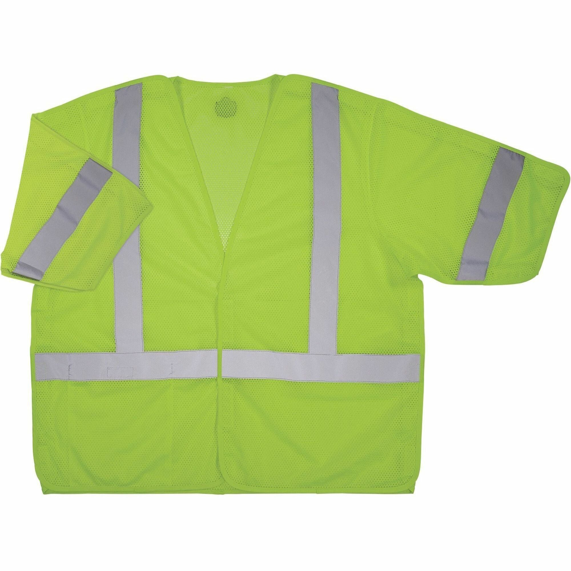 Ergodyne GloWear 8315BA Mesh Hi-Vis Safety Vest, Small/Medium, Lime, Reflective Straps, Hook & Loop Closure, Polyester Mesh, Machine Washable, Lightweight, Breathable, 1 Each