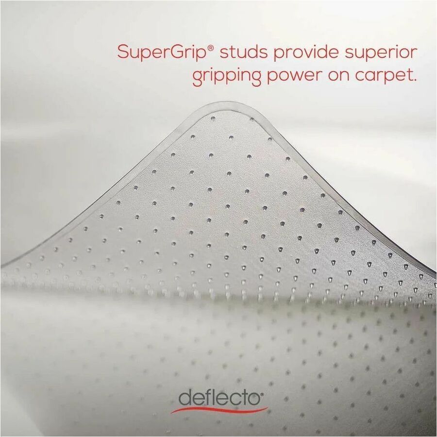 Deflecto SuperMat Medium Pile Carpet Chairmat, 48" x 36", Rectangular, Vinyl, Clear, 1 Each