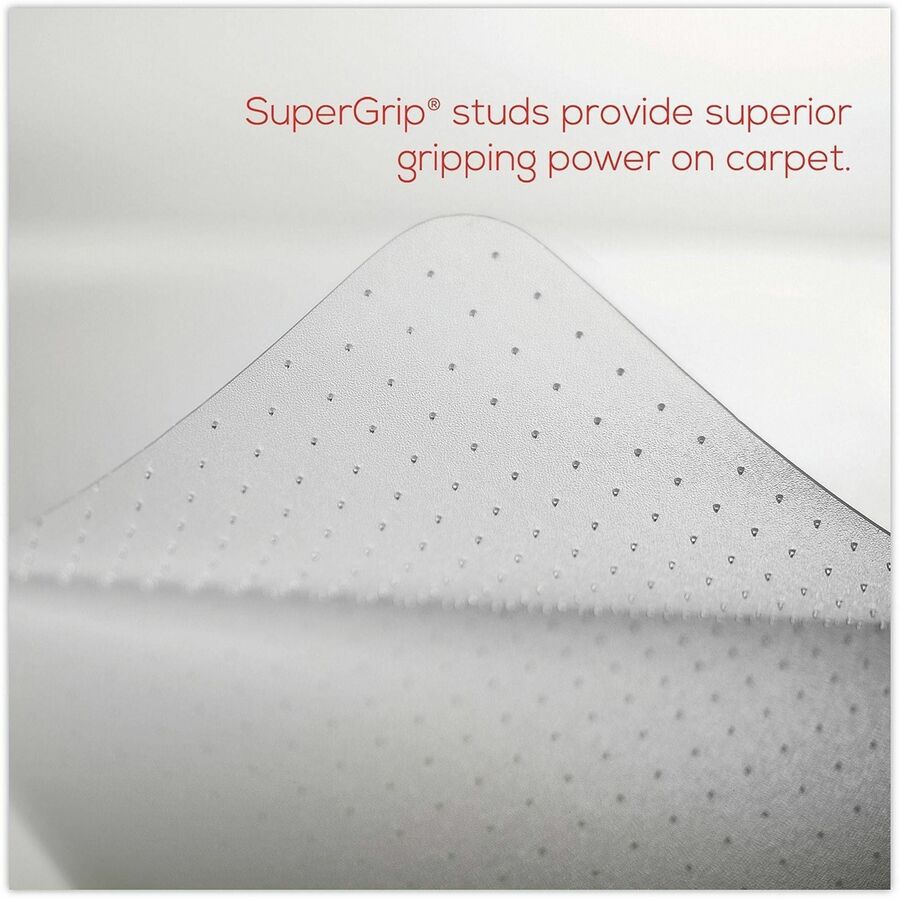 Deflecto SuperMat Medium Pile Carpet Chairmat, 48" x 36", Rectangular, Vinyl, Clear, 1 Each
