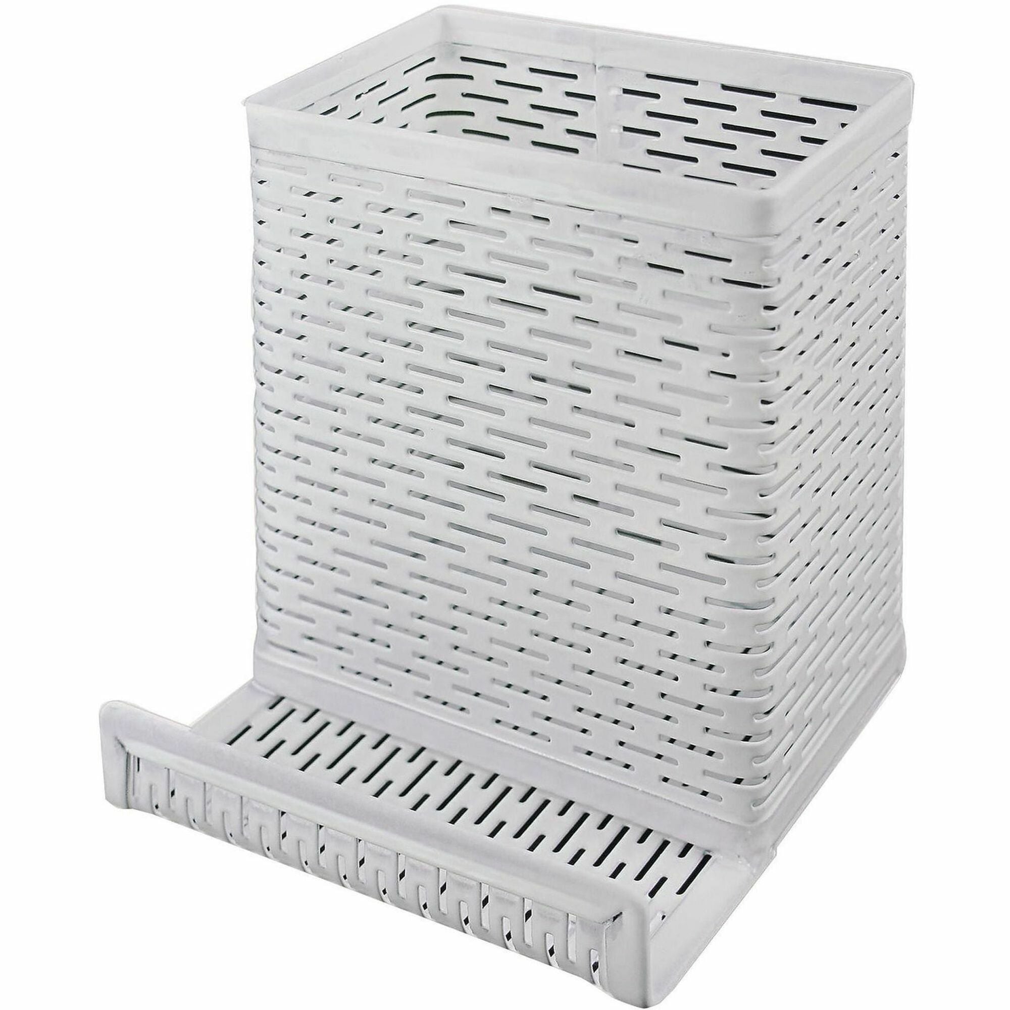 4" Height x 3.5" Width x 3.5" Depth - Metal, Steel - White - Punched Hole, Heavy Duty, Reinforced, Strong, Durable, Rounded Edges - 1 / Each