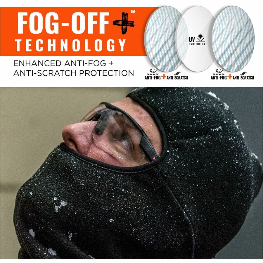 Ergodyne Skullerz SKOLL Anti-Scratch & Enhanced Anti-Fog Safety Glasses, Clear Lens, Matte Black Frame, Lightweight, Non-slip, Impact Resistant, 1 Each