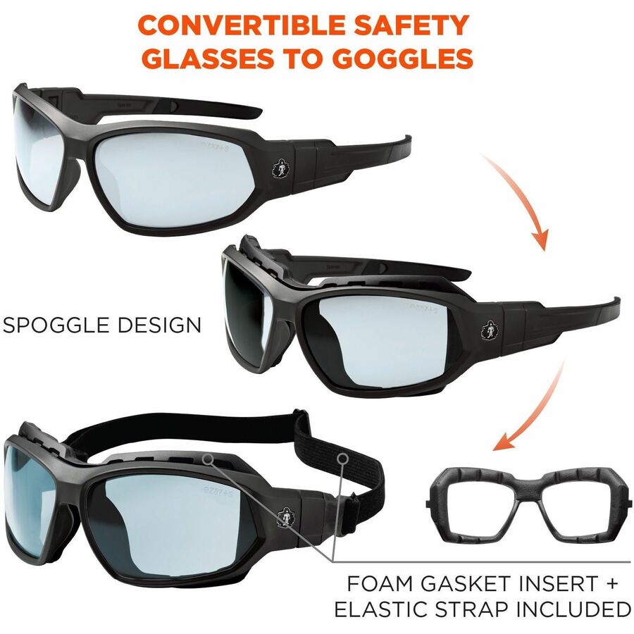Ergodyne Skullerz LOKI Anti-Fog Safety Spoggles, Matte Black Frame, Translucent Polycarbonate Lens, Elastic Strap, Anti-scratch, Impact Resistant, Flexible, Sweat Resistant, 1 Each