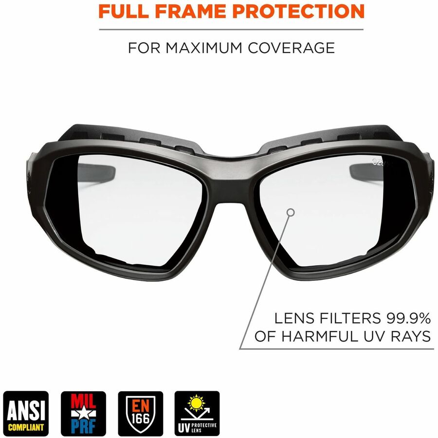 Ergodyne Skullerz LOKI Anti-Fog Safety Spoggles, Clear Lens, Matte Black Frame, Elastic Strap, Anti-scratch, Impact Resistant, Non-slip, Flexible, Sweat Resistant, 1 Each