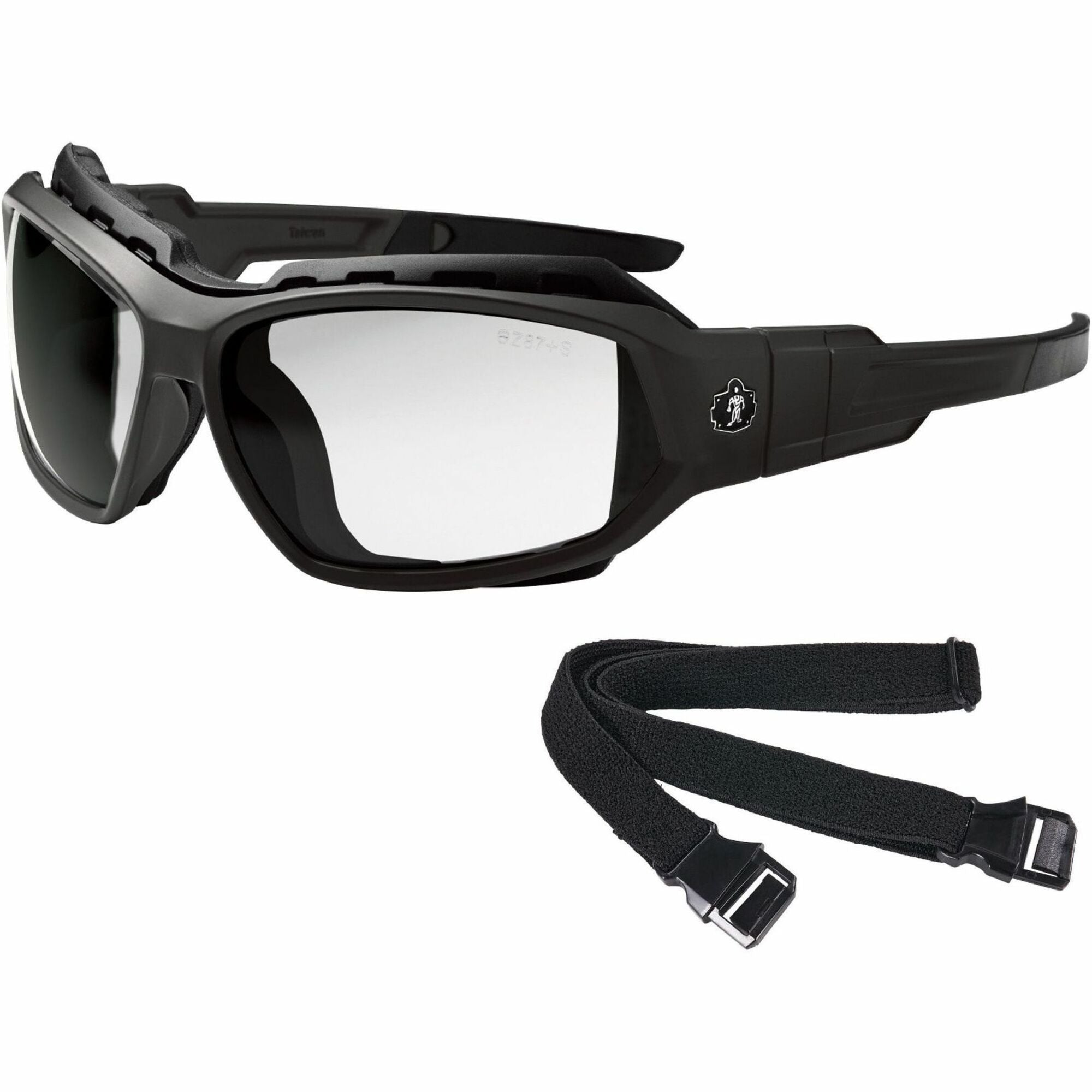 Ergodyne Skullerz LOKI Anti-Fog Safety Spoggles, Clear Lens, Matte Black Frame, Elastic Strap, Anti-scratch, Impact Resistant, Non-slip, Flexible, Sweat Resistant, 1 Each