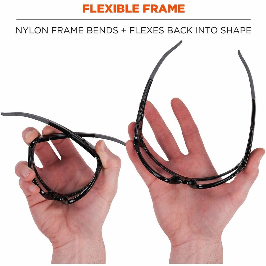 Ergodyne Skullerz LOKI Anti-Fog Safety Spoggles, Clear Lens, Matte Black Frame, Elastic Strap, Anti-scratch, Impact Resistant, Non-slip, Flexible, Sweat Resistant, 1 Each
