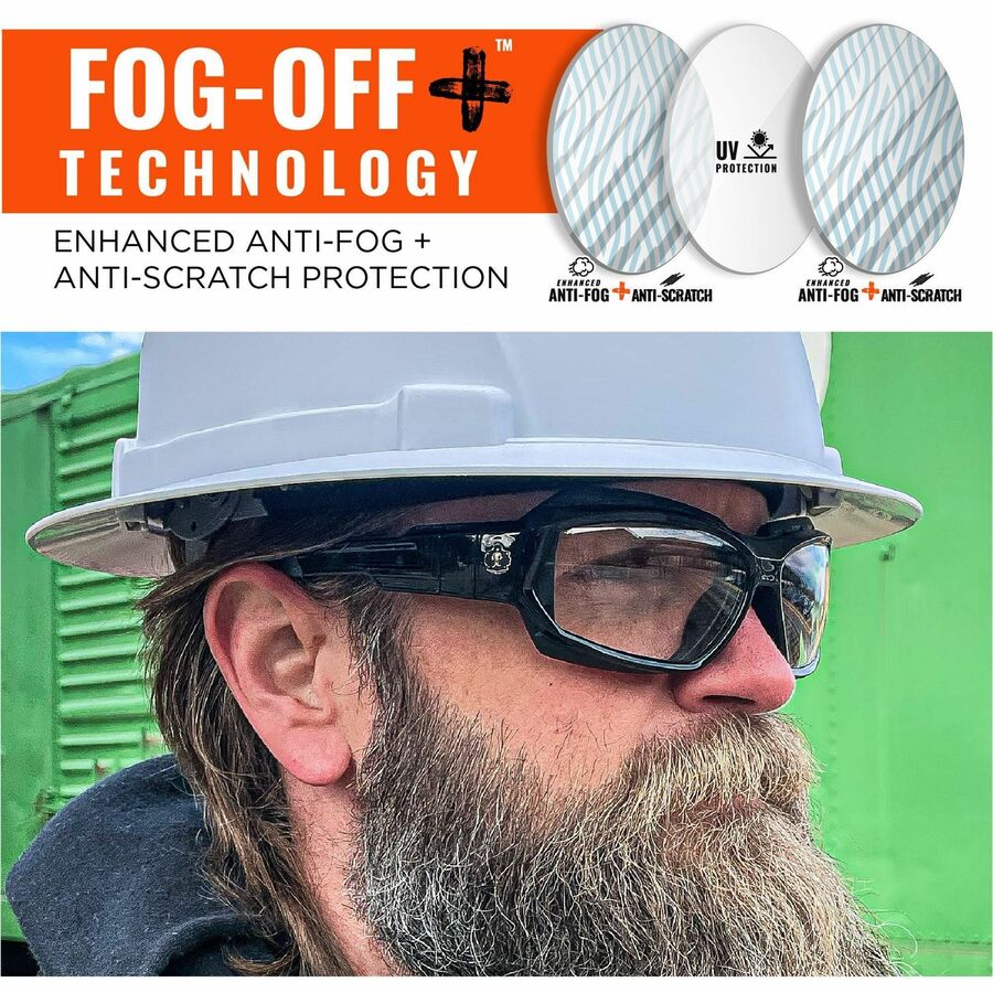 Ergodyne Skullerz LOKI Anti-Fog Safety Spoggles, Clear Lens, Matte Black Frame, Elastic Strap, Anti-scratch, Impact Resistant, Non-slip, Flexible, Sweat Resistant, 1 Each