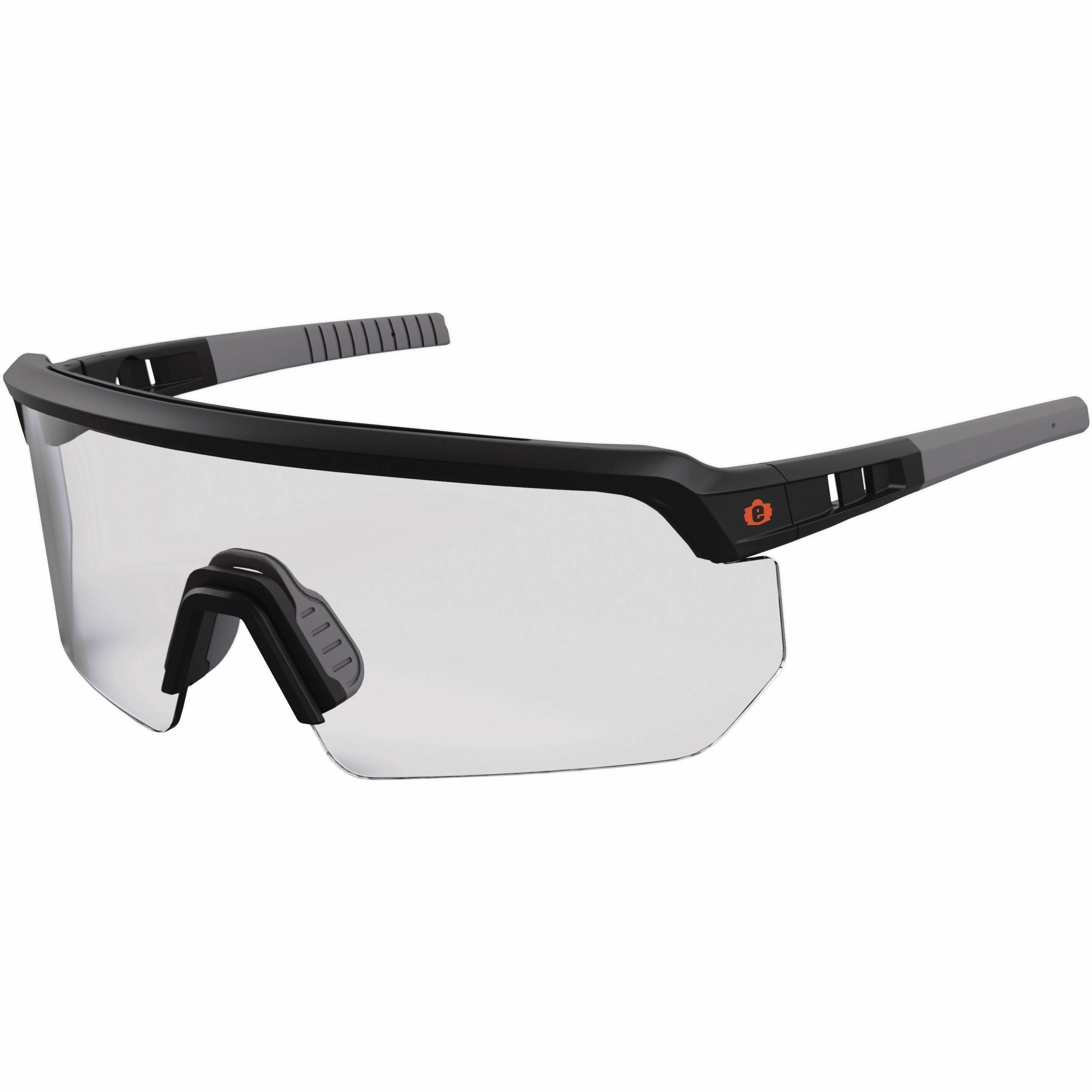 Ergodyne Skullerz AEGIR Safety Glasses, Clear Lens, Matte Black Frame, Polycarbonate/Rubber, Non-slip, Sweat Resistant, Adjustable, Impact Resistant, 1 Each