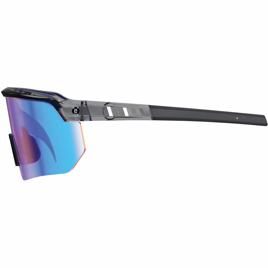 Ergodyne Skullerz AEGIR Safety Glasses, Blue Mirror Lens, Clear Smoke Frame, Polycarbonate/Rubber, Non-slip, Sweat Resistant, Lightweight, Impact Resistant, Adjustable Temple, 1 Each