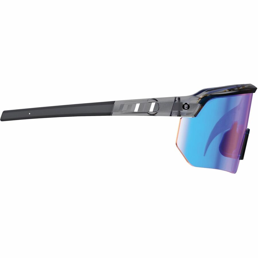 Ergodyne Aegir Enhanced Anti-Fog Safety Glasses, Blue Mirror Lens, Clear Smoke Frame, Polycarbonate/Rubber, Non-slip, Sweat Resistant, Lightweight, Impact Resistant, Adjustable Temple, Vented, 1 Each