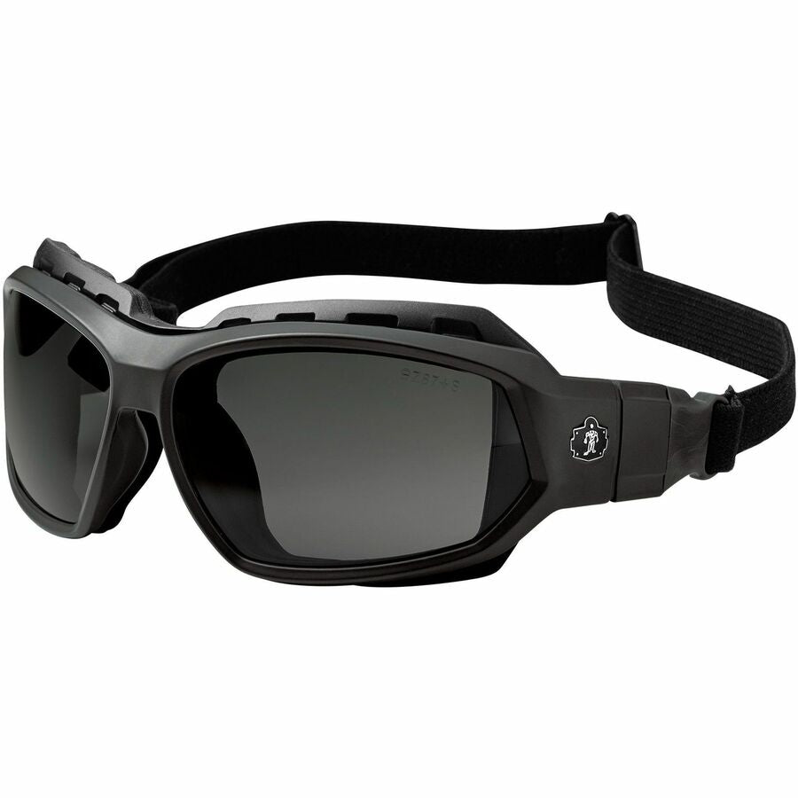 Ergodyne Skullerz LOKI Anti-Fog Safety Spoggles, Smoke Lens, Matte Black Frame, Elastic Strap, Anti-scratch, Impact Resistant, Flexible, Non-slip, Sweat Resistant, 1 Each