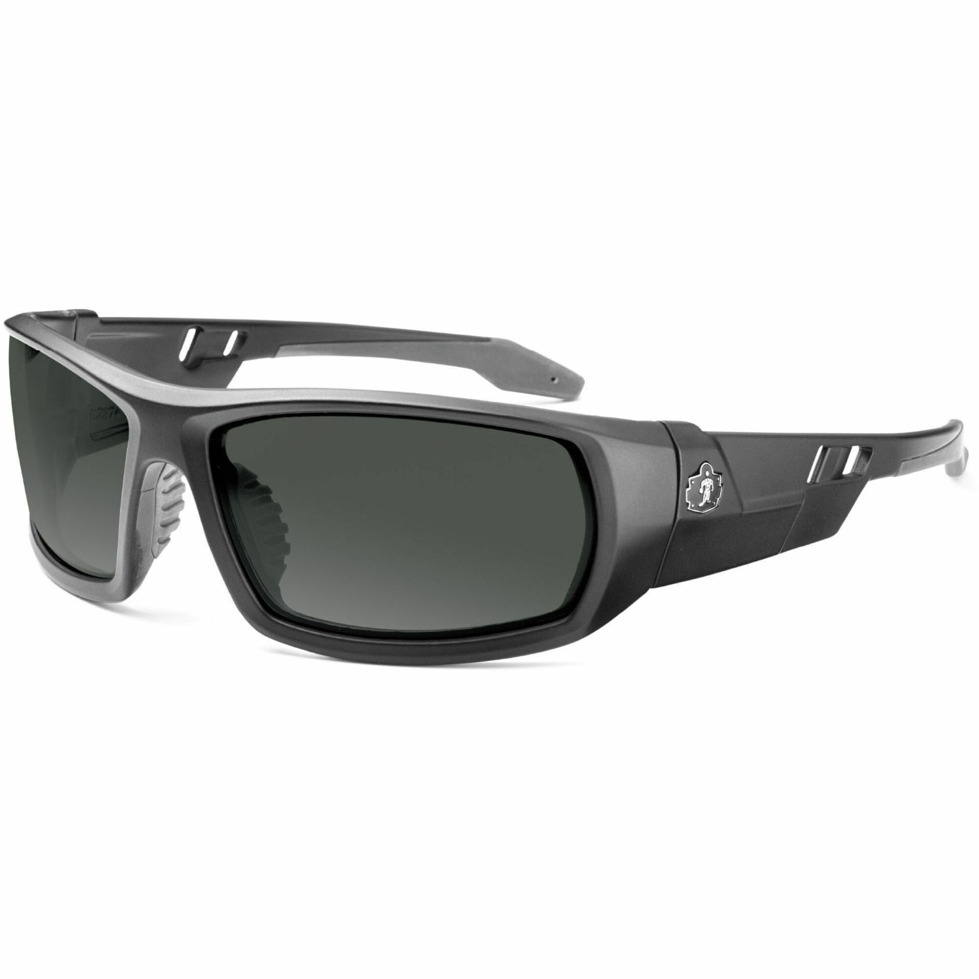 Ergodyne Odin Anti-Scratch/Anti-Fog Safety Glasses, Smoke Lens, Matte Black Frame, Rubber Nose Piece and Temples, Impact Resistant, Non-slip, Sweat Resistant, 1 Each