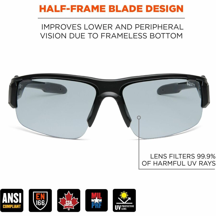 Ergodyne Skullerz DAGR Anti-Scratch/Anti-Fog Safety Glasses, Matte Black Frame, Translucent Lens, Impact Resistant, Flexible, Non-slip, Sweat Resistant, 1 Each