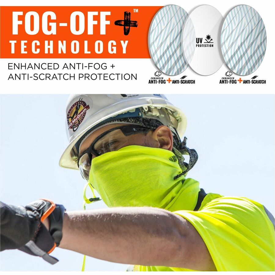 Ergodyne Skullerz DAGR Anti-Scratch/Anti-Fog Safety Glasses, Matte Black Frame, Translucent Lens, Impact Resistant, Flexible, Non-slip, Sweat Resistant, 1 Each