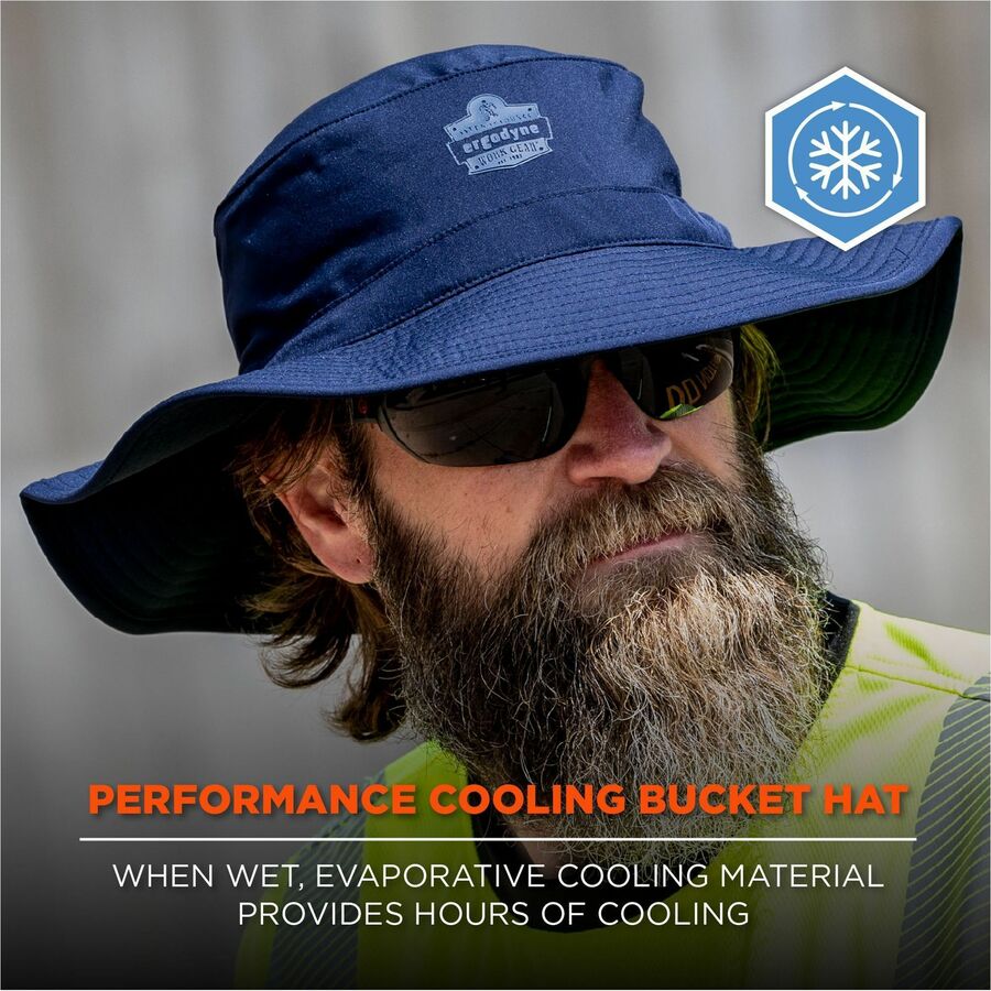 Ergodyne 8939 Cooling Bucket Hat, Polyester/Spandex, Navy, One Size Fits Most, 1 Each