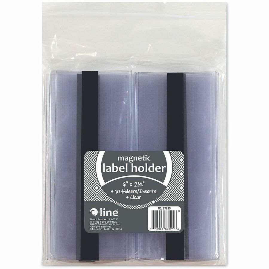 C-Line Label Holder, Magnetic, Side-loading, Clear PVC Plastic, 7" x 4.3" x 6.8", 10 per Pack