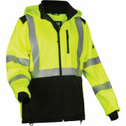 Ergodyne 8353 Hi-Vis Softshell Jacket, 4XL, Black/Lime, Polyester/Fabric/Fleece, 1 Each