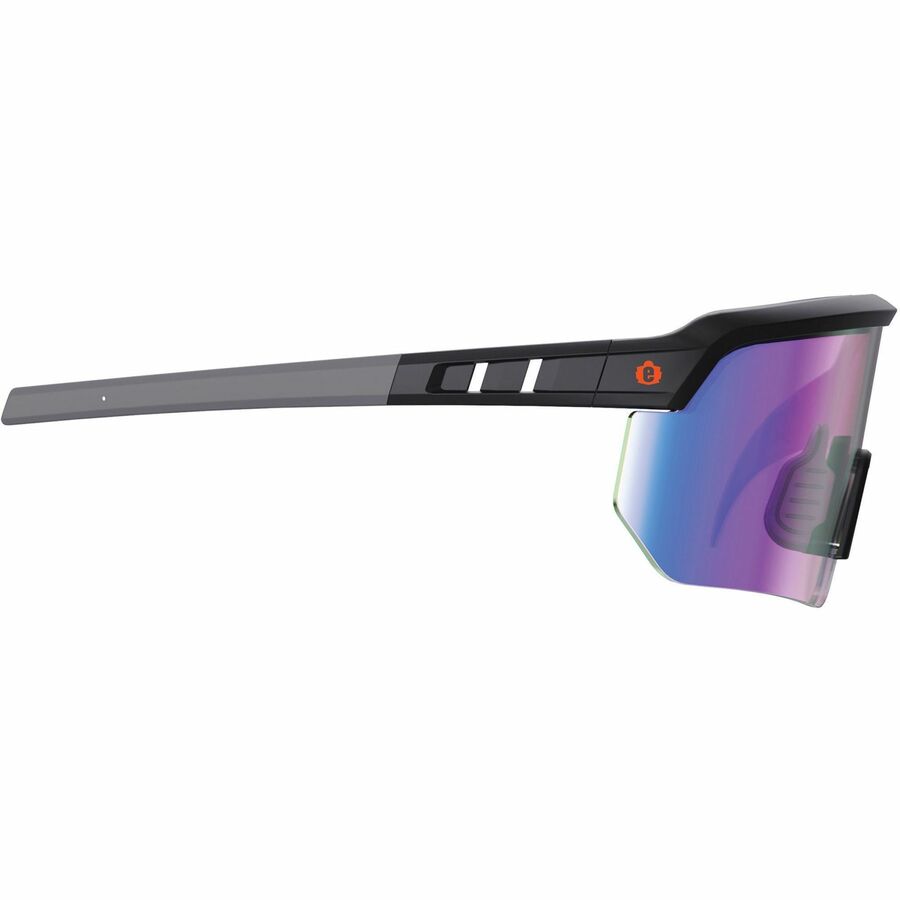 Ergodyne Aegir Enhanced Anti-Fog Safety Glasses, Blue Mirror Lens, Matte Black Frame, Polycarbonate/Rubber, Non-slip, Lightweight, Impact Resistant, Adjustable Temple, 1 Each