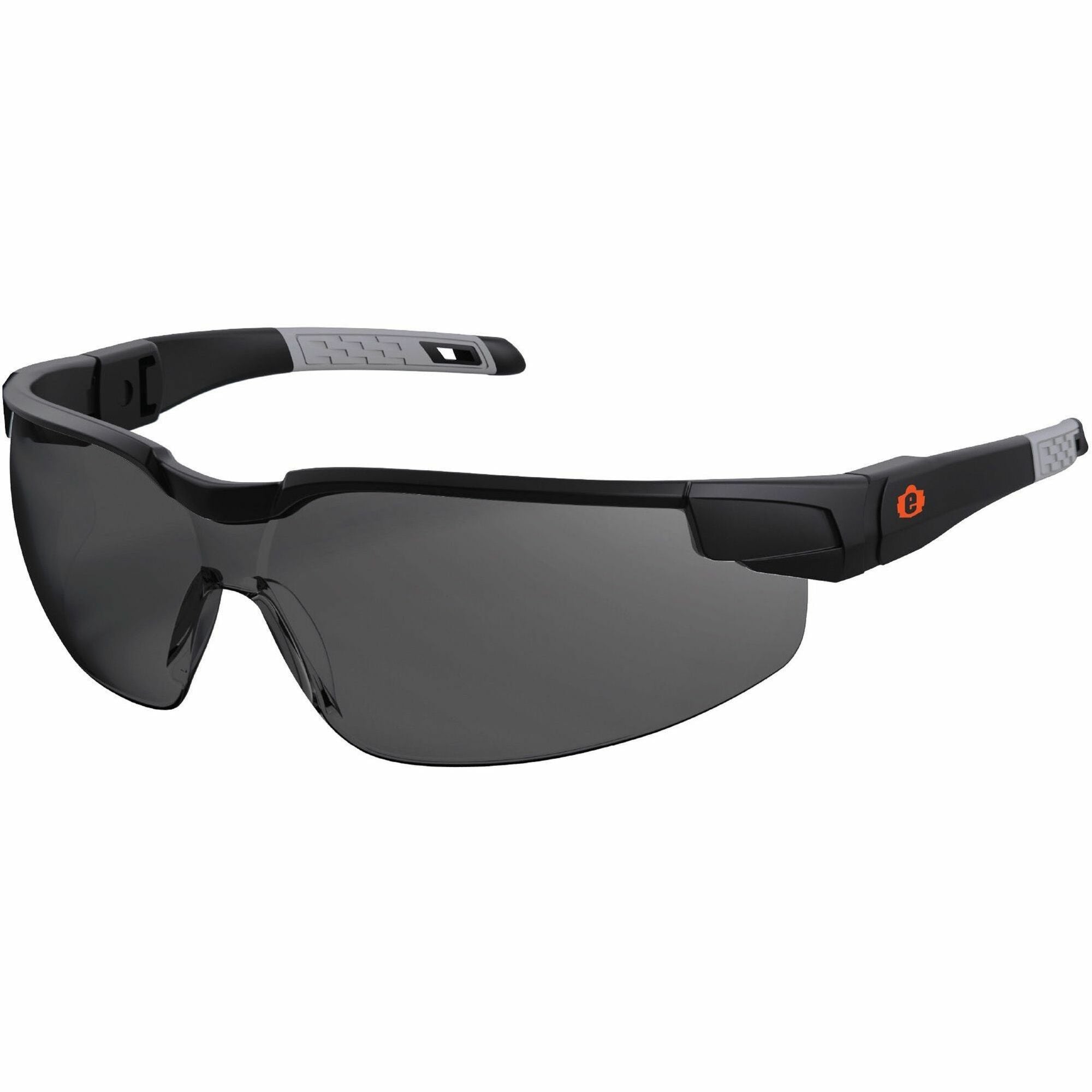 Ergodyne Skullerz Dellenger Safety Glasses, Smoke Lens, Matte Black Frame, Adjustable Temple, Impact Resistant, Rimless, Lightweight, Wraparound Design, 1 Each