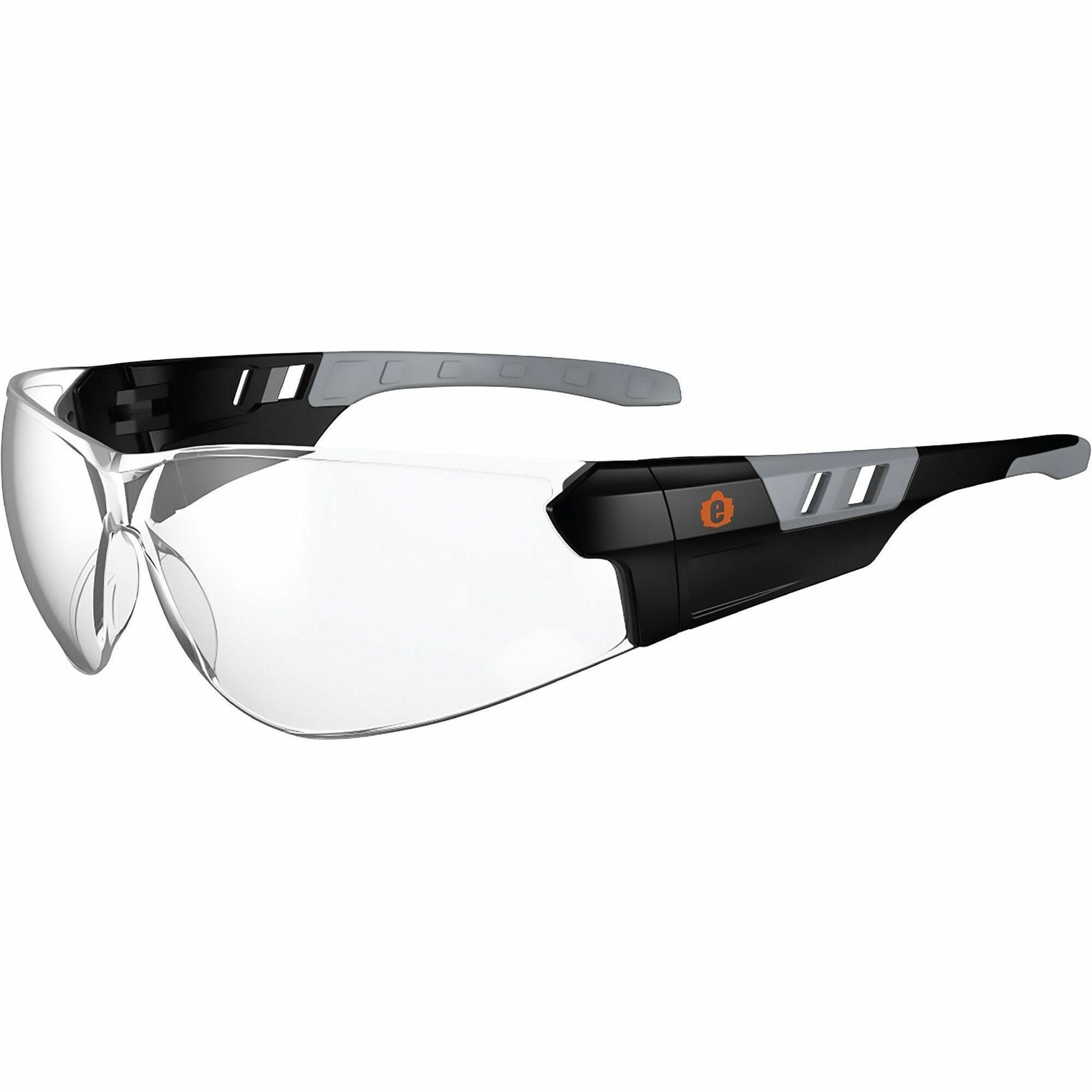 Ergodyne Skullerz SAGA Anti-Scratch & Enhanced Anti-Fog Safety Glasses, Clear Polycarbonate Lens, Matte Black Frame, Rimless, Lightweight, Non-slip, Comfortable, 1 Each