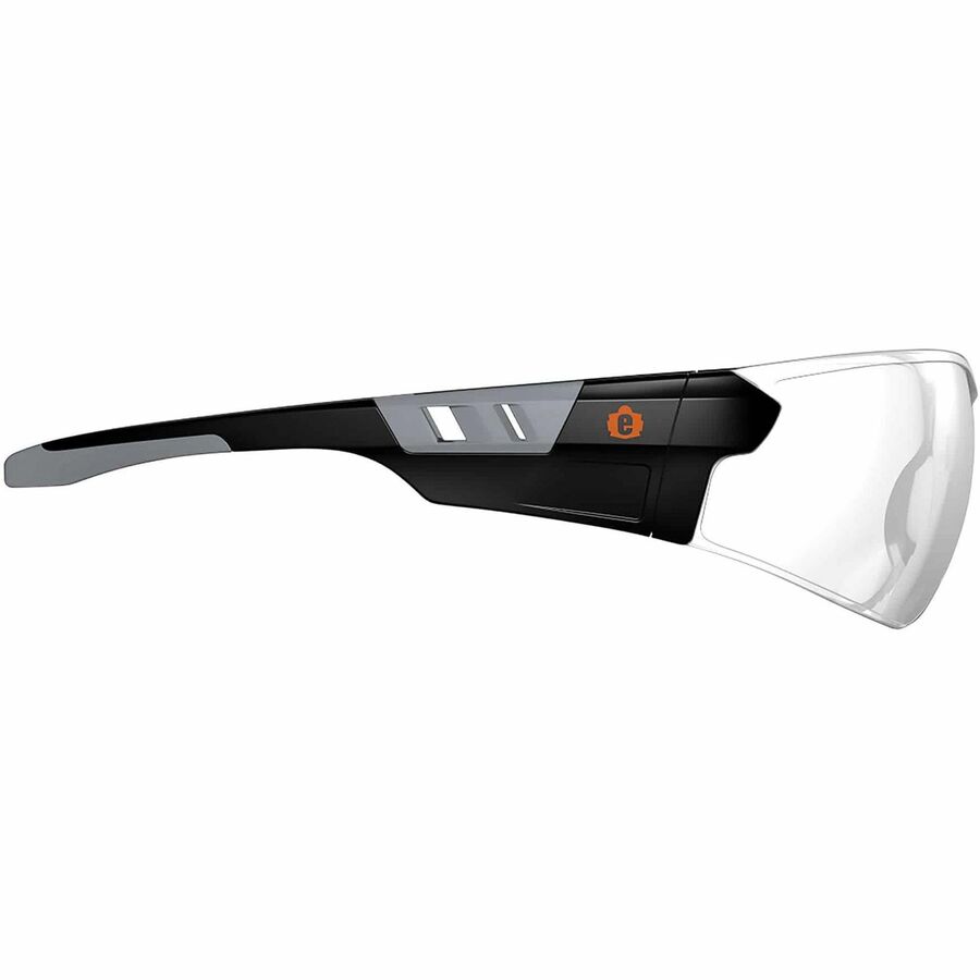 Ergodyne Skullerz SAGA Anti-Scratch & Enhanced Anti-Fog Safety Glasses, Clear Polycarbonate Lens, Matte Black Frame, Rimless, Lightweight, Non-slip, Comfortable, 1 Each