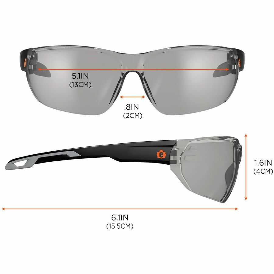 Ergodyne Skullerz VALI Anti-Scratch & Enhanced Anti-Fog Safety Glasses, Matte Black Frame, Polycarbonate Lens, Rubber Temples, Lightweight, Frameless, Wraparound Design, 1 Each
