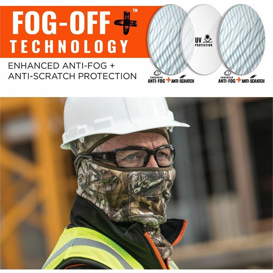 Ergodyne Skullerz THOR Anti-Scratch/Anti-Fog Safety Glasses, Translucent Lens, Matte Black Nylon Frame, Flexible & Durable, 1 Each
