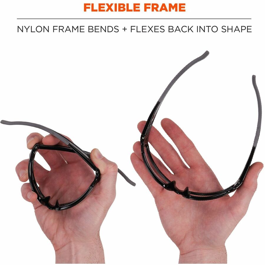 Ergodyne Skullerz THOR Anti-Scratch/Anti-Fog Safety Glasses, Translucent Lens, Matte Black Nylon Frame, Flexible & Durable, 1 Each