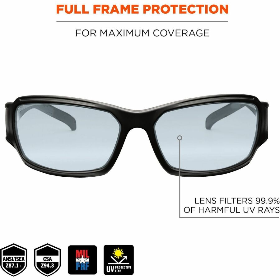 Ergodyne Skullerz THOR Anti-Scratch/Anti-Fog Safety Glasses, Translucent Lens, Matte Black Nylon Frame, Flexible & Durable, 1 Each