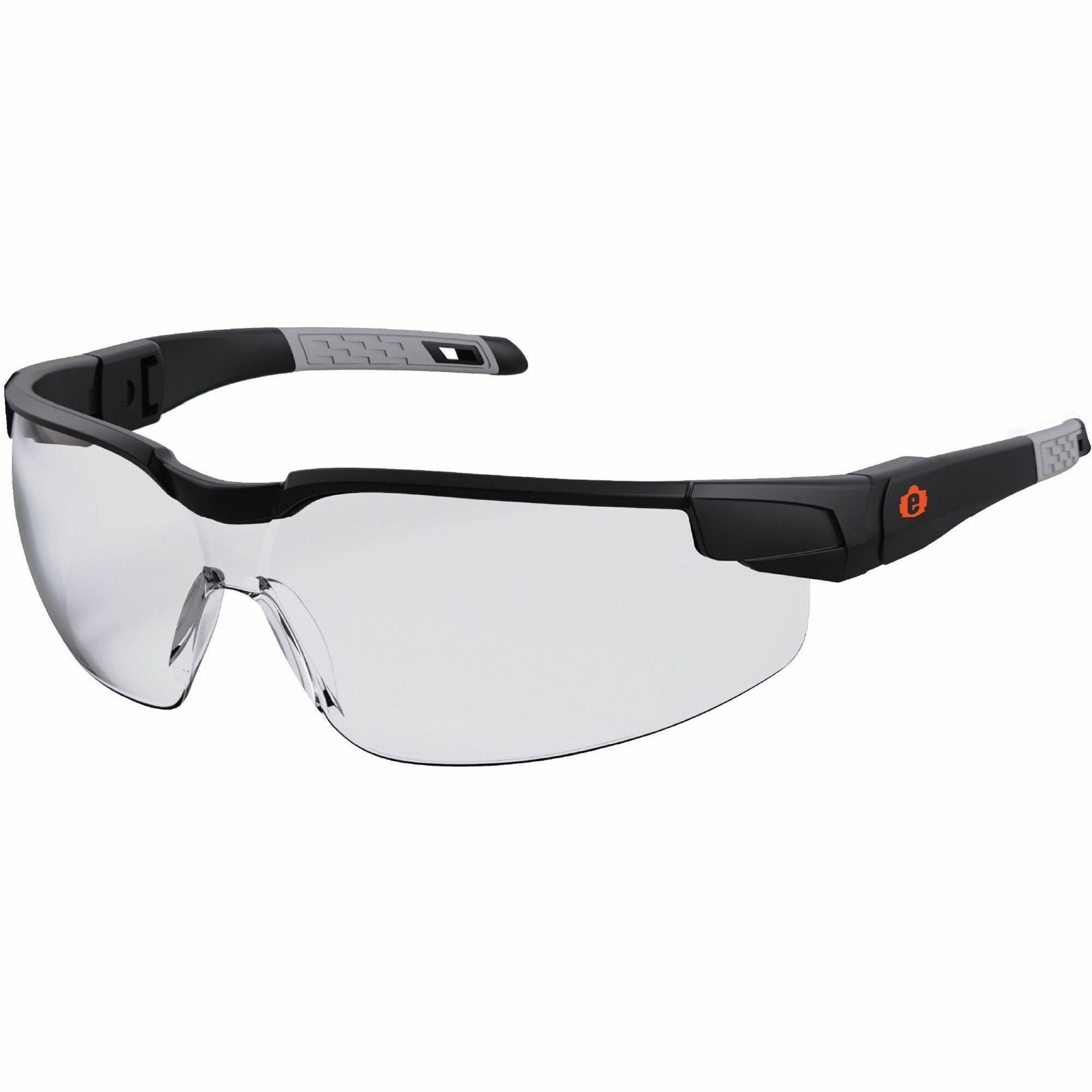 Ergodyne Skullerz Dellenger Safety Glasses, Clear Lens, Matte Black Frame, Adjustable Temple, Impact Resistant, Rimless, Lightweight, Flexible, Non-slip, UV Resistant, Wraparound, Soft Half Frame, 1 Each