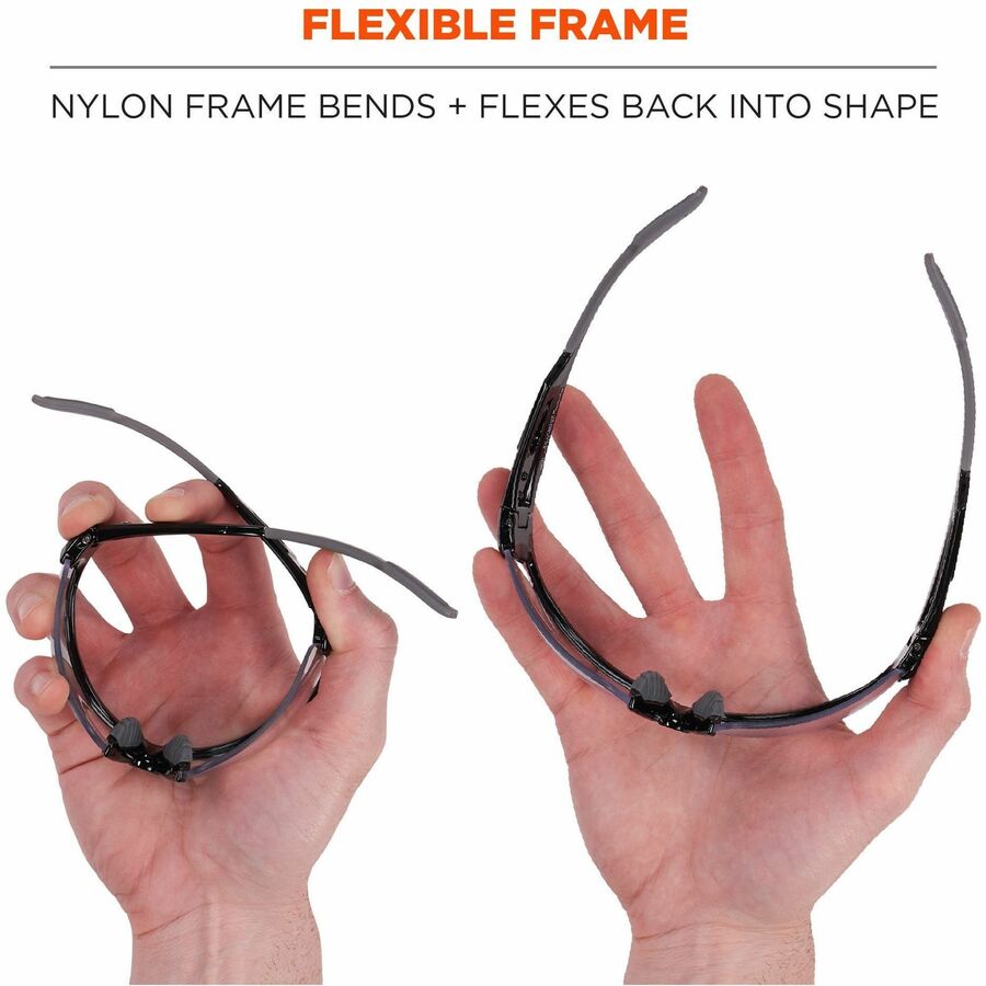 Ergodyne DAGR Anti-Scratch/Anti-Fog Safety Glasses, Smoke Lens, Matte Black Frame, Flexible Half Frame, Non-slip, Sweat Resistant, 1 Each