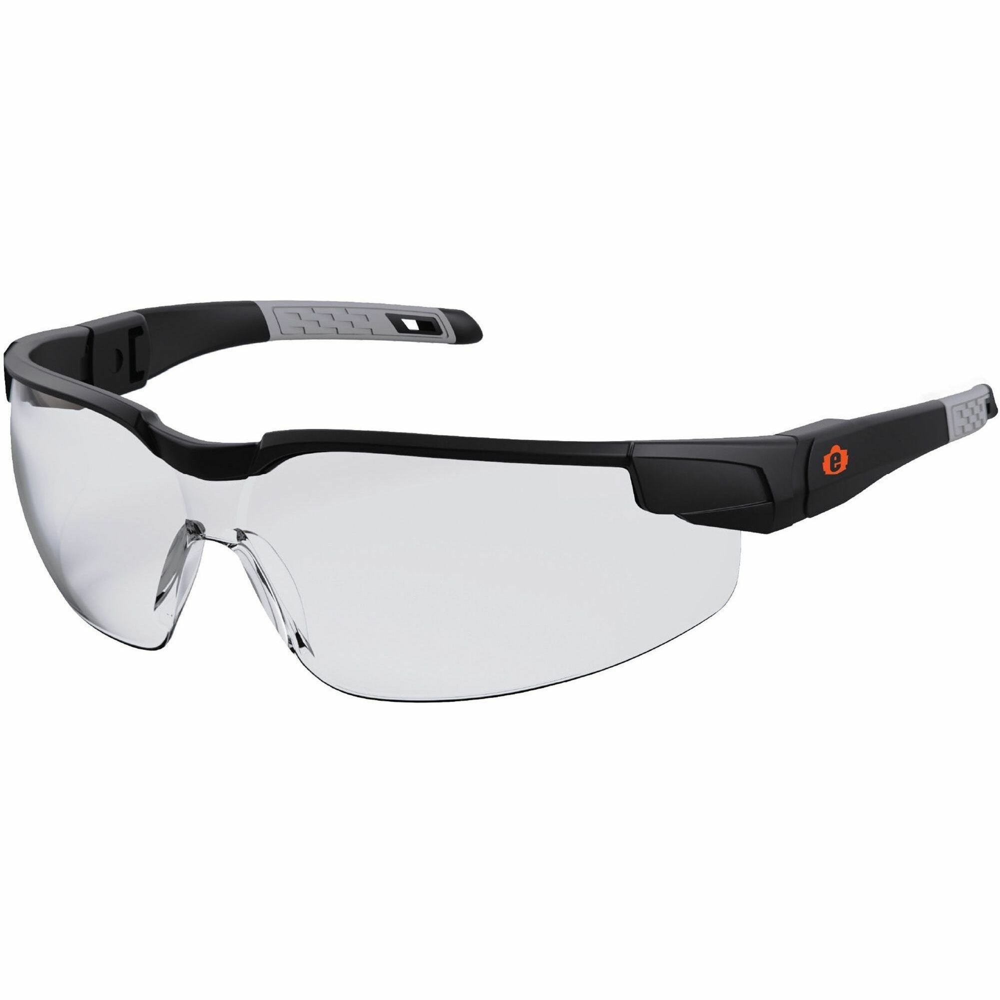 Ergodyne Skullerz Dellenger Anti-Fog Safety Glasses, Clear Polycarbonate Lens, Matte Black Frame, Adjustable Temples, Rimless, Lightweight, Impact Resistant, Wraparound Design, 1 Each