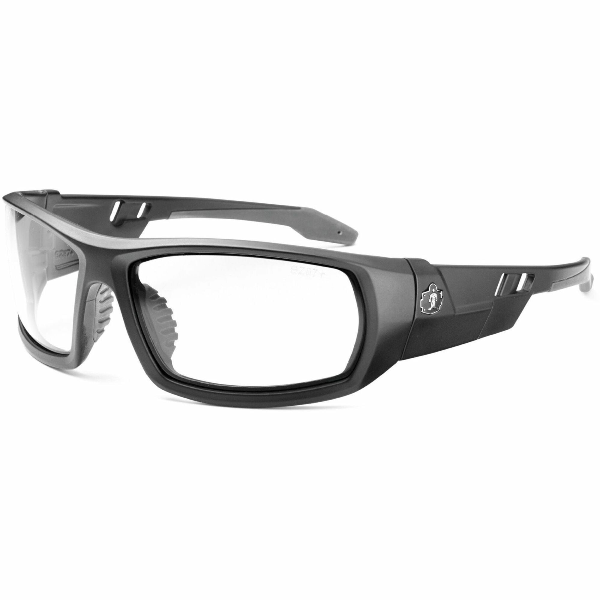 Ergodyne Odin Anti-Scratch/Anti-Fog Safety Glasses, Clear Lens, Matte Black Frame, Impact Resistant, Non-slip, Sweat Resistant, 1 Each