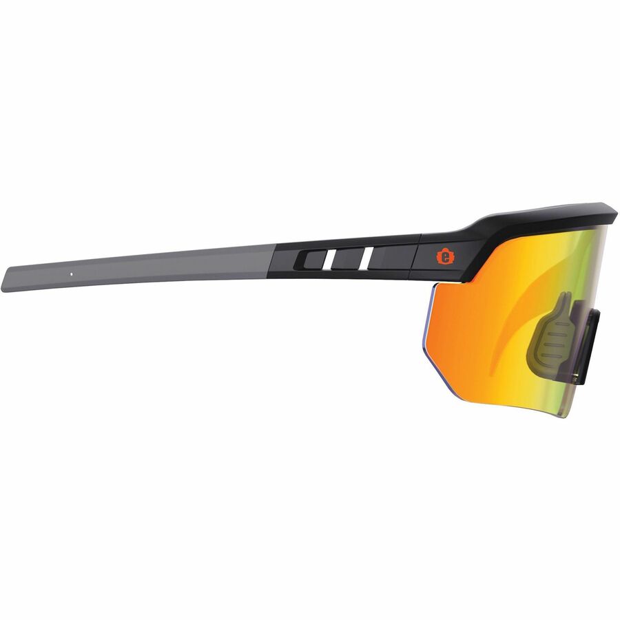 Ergodyne Aegir Enhanced Anti-Fog Safety Glasses, Orange Mirror Lens, Matte Black Frame, Polycarbonate/Rubber, Non-slip, Sweat Resistant, Lightweight, Impact Resistant, Adjustable Temple, 1 Each