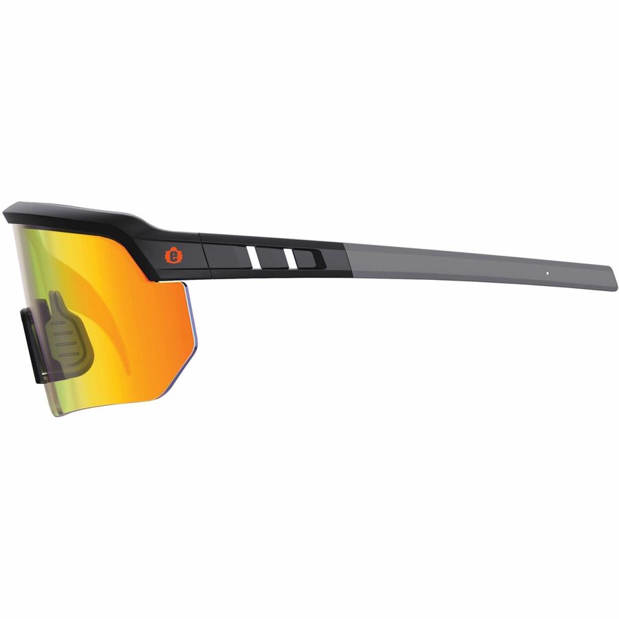 Ergodyne Aegir Enhanced Anti-Fog Safety Glasses, Orange Mirror Lens, Matte Black Frame, Polycarbonate/Rubber, Non-slip, Sweat Resistant, Lightweight, Impact Resistant, Adjustable Temple, 1 Each