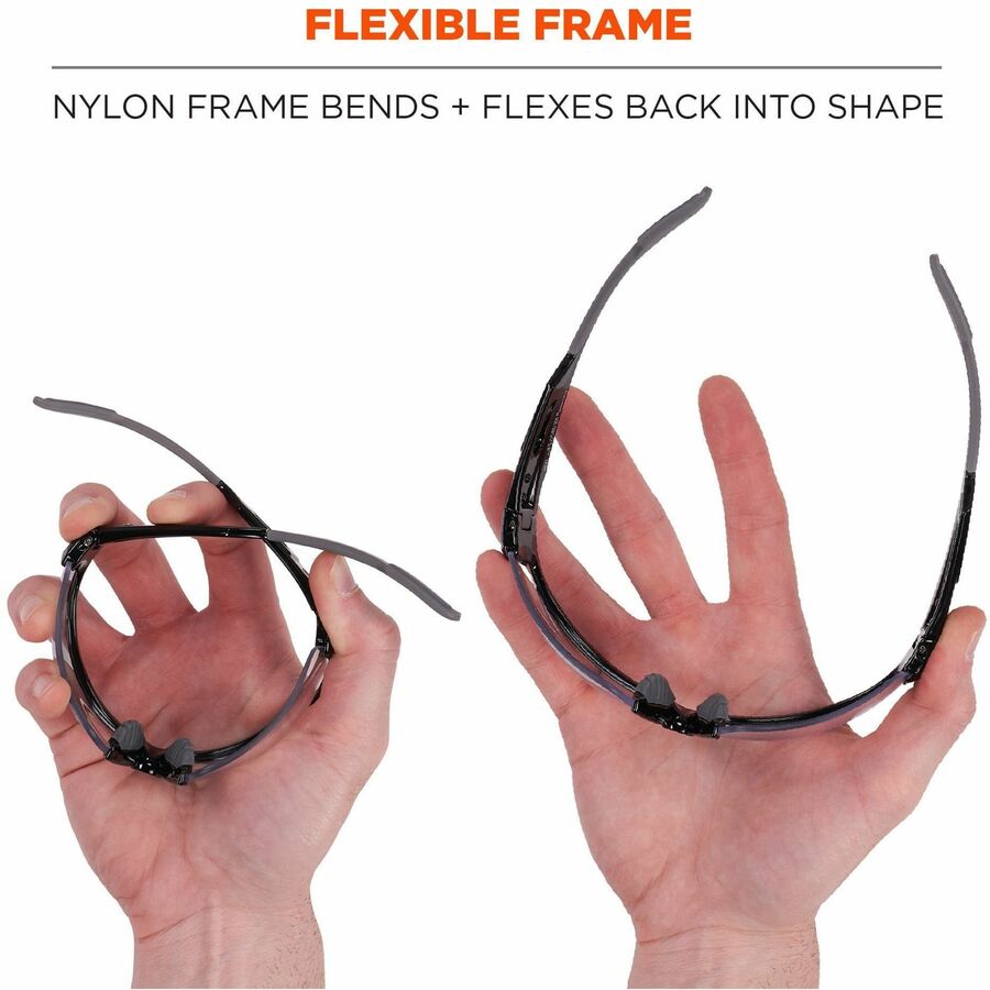 Ergodyne DAGR Anti-Scratch/Anti-Fog Safety Glasses, Clear Lens, Matte Black Half Frame, Flexible, Non-slip, Sweat Resistant, Impact Resistant, 1 Each