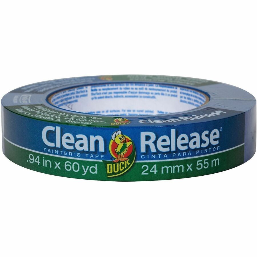 Duck Clean Release Blue Painter's Tape, 0.94" x 60 yd, 5.3 mil Thickness, 3" Core, UV Resistant, Crepe Paper, Blue, 24 Pack