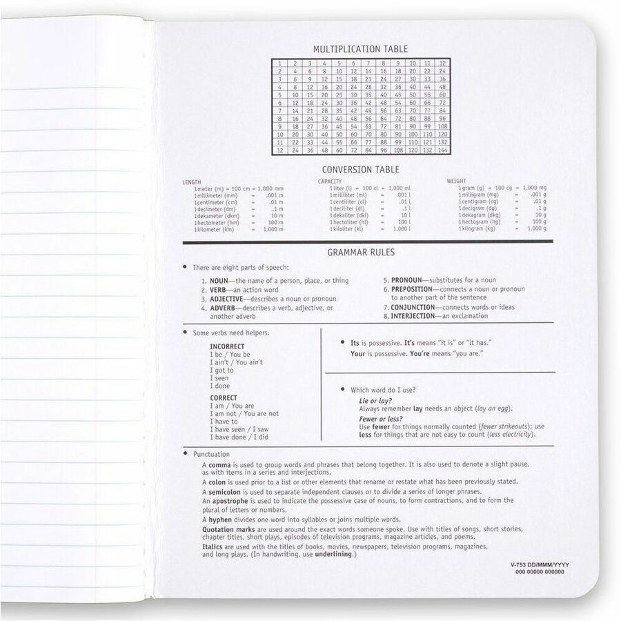 Mead Wide Ruled Composition Book, 1 Subject, 100 Sheets, 200 Pages, Sewn Binding, White Paper, Black Marble Cover, Durable, 1 Each